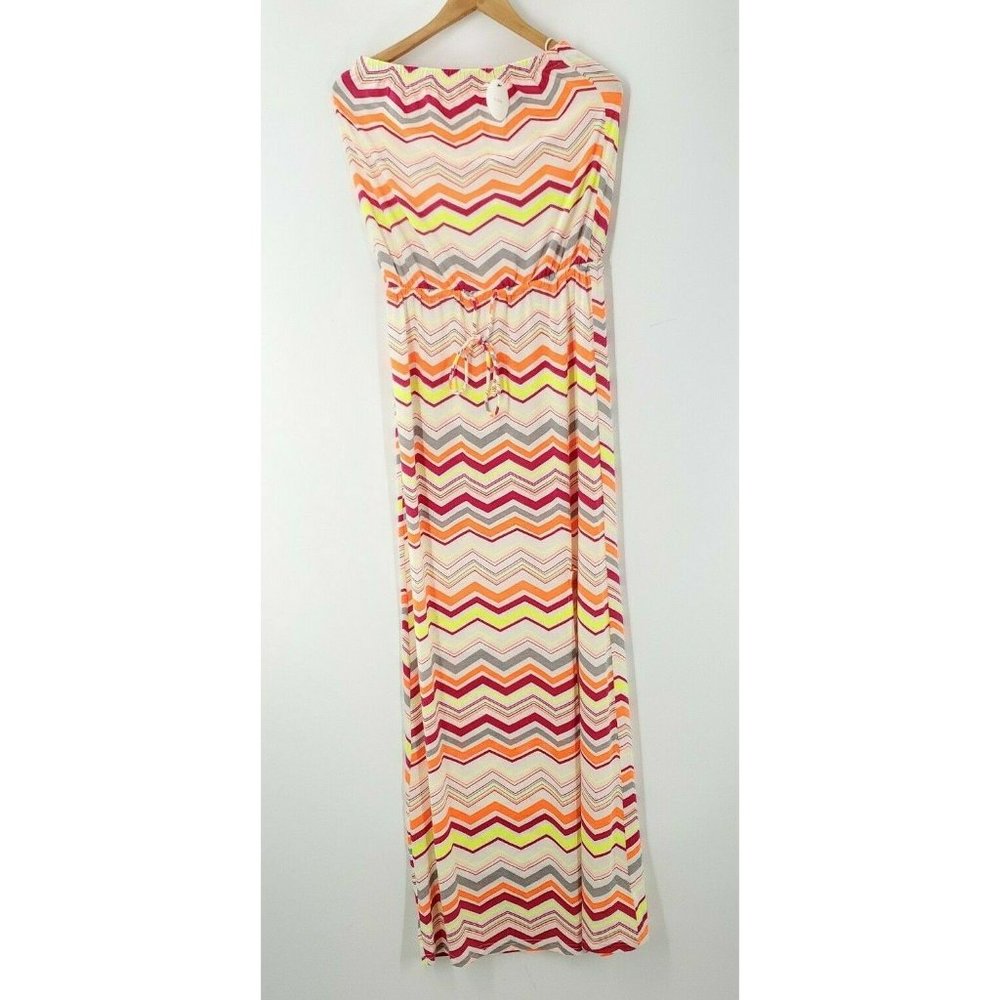 NWT En Creme Women's Multi Colored Zigzag maxi Dress Size‎ S sleeveless
